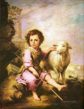 pastor niño con cordero mascota niños Pinturas al óleo